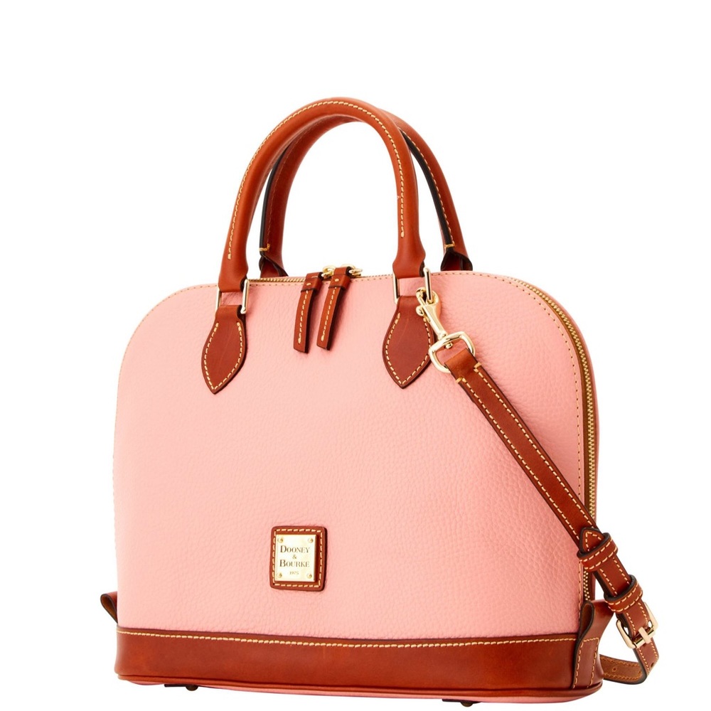 NWT Dooney & Burke Pale Pink Pebble Zip Satchel